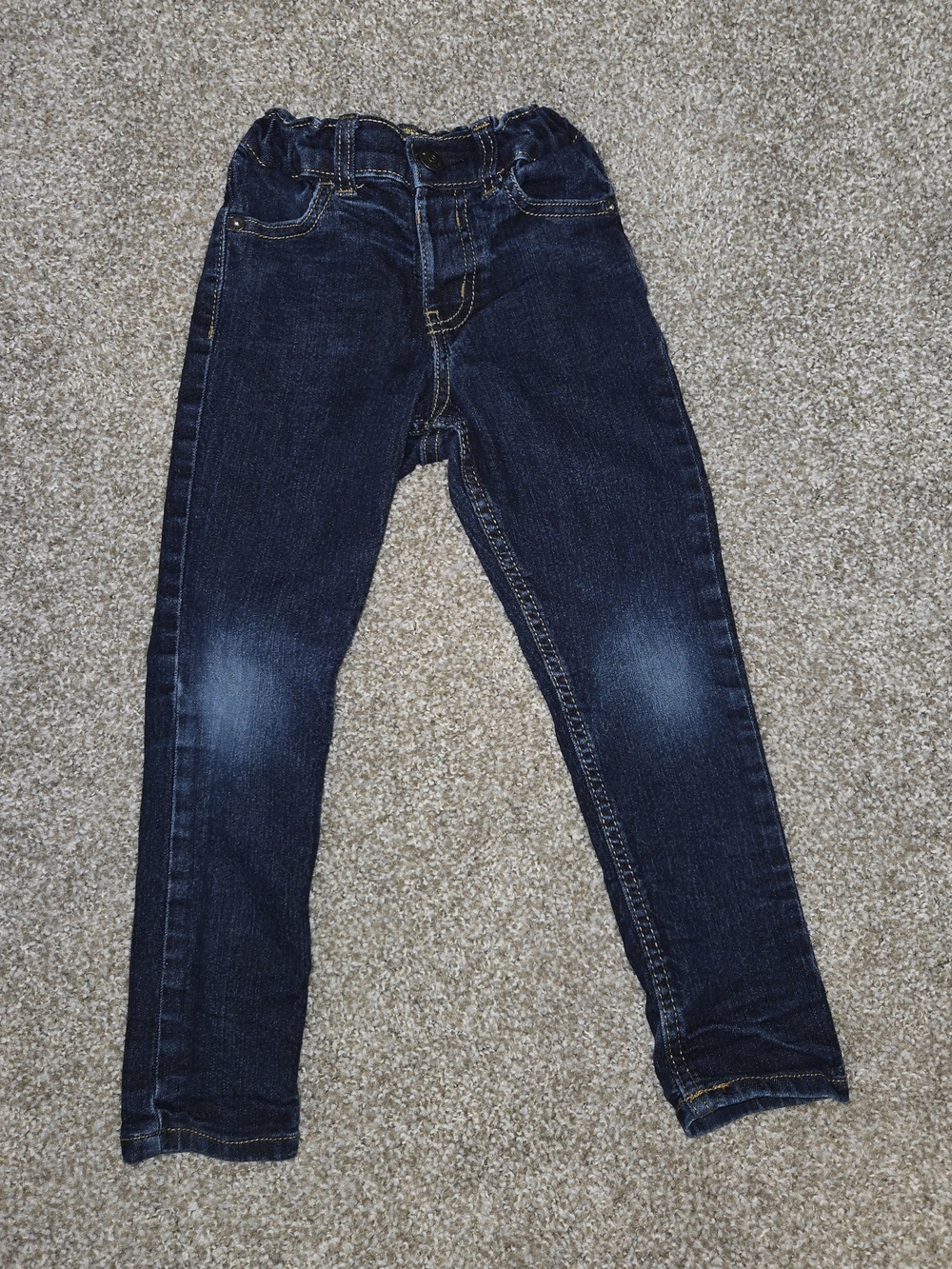 OshKosh B'gosh Dark Blue Denim Pants with Yellow Stitching